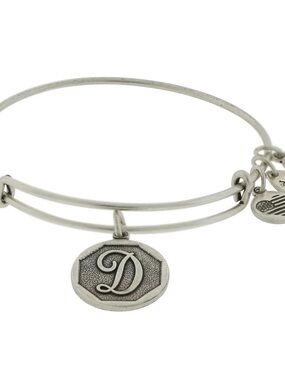 Initial D Silver Charm Bangle Bracelet